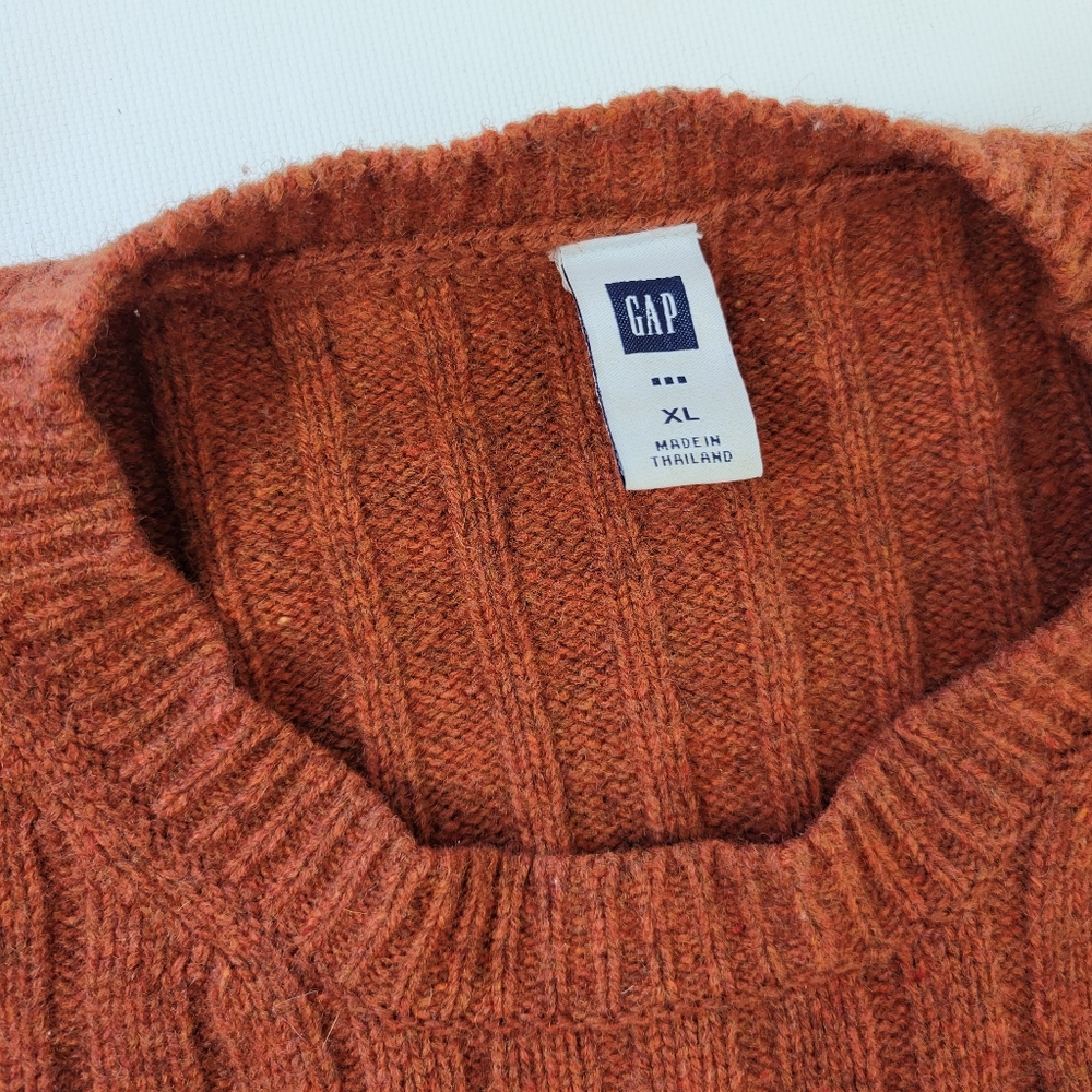 100% Wool Knit Burnt Orange Sweater Sz XL - Picture 3 of 8